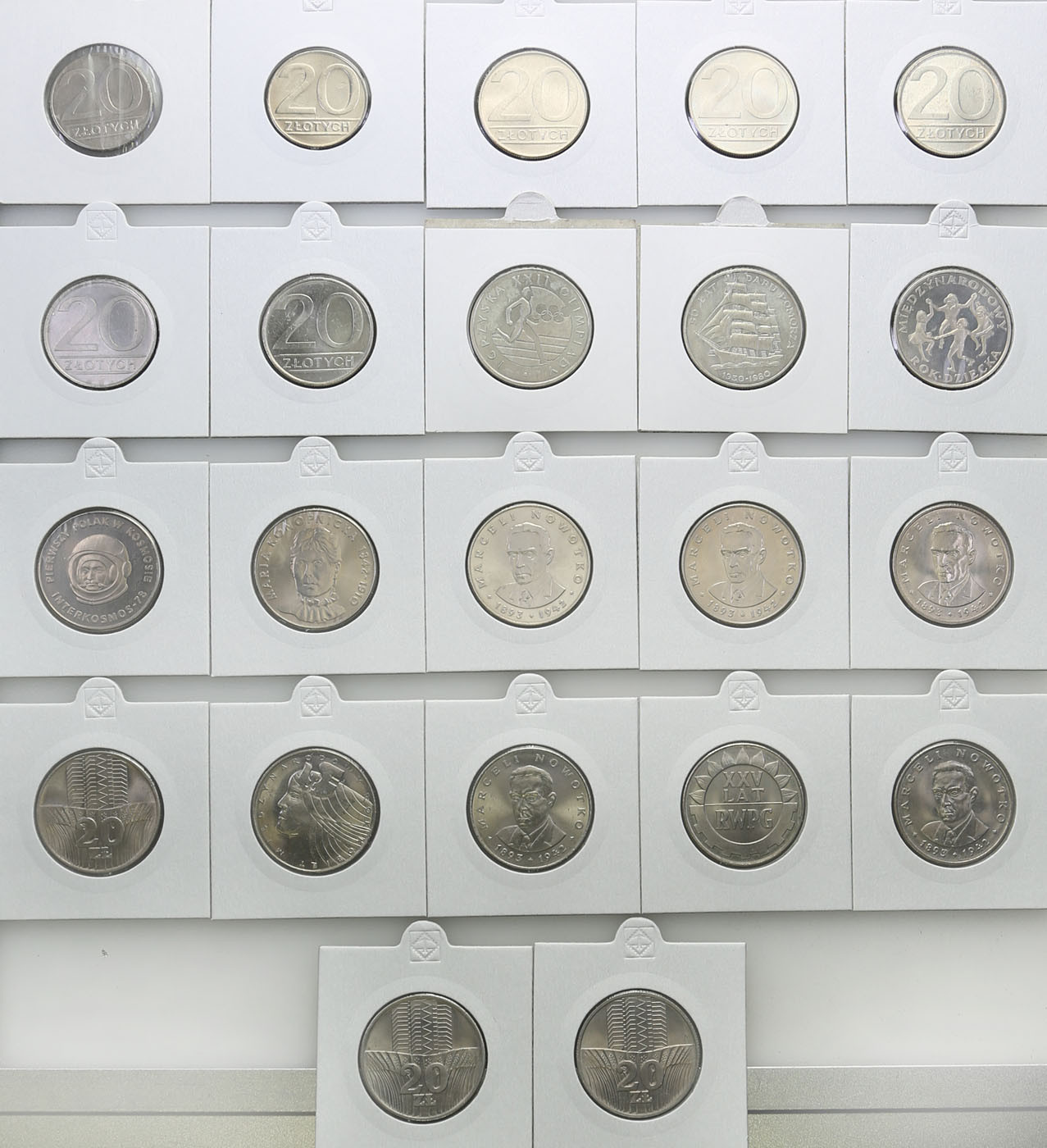 PRL. 20 złotych 1973-1990, zestaw 22 monet